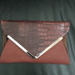 NWOT leather clutch/ cross body, 12”x8”